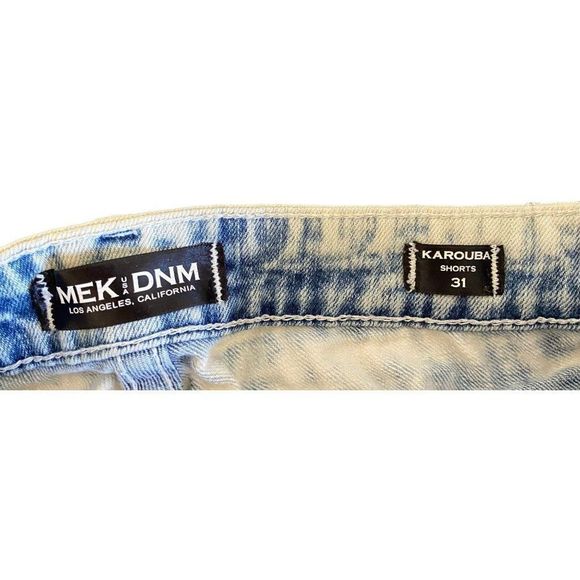 MEK DNM Karouba Bleached Blue Jean Shorts Distressed 31 - Picture 3 of 4